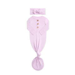 Knotted Day Gown with Bow Set in Thistle