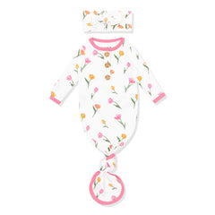 Knotted Day Gown with Bow Set Set in Tulip