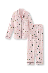 Long-Sleeved Women's Pajama Set in Blush Sushi