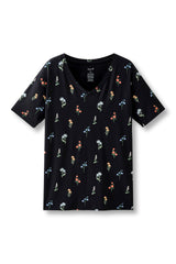 Women's Oversized V-Neck Tee in Midnight Wildflower