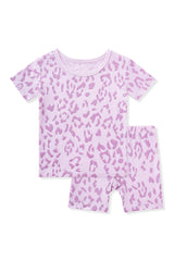 Short Sleeve Pajamas in Thistle Leopard