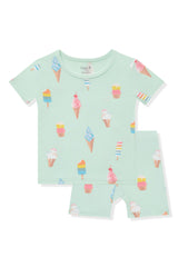 Short Sleeve Pajamas in Mint Ice Cream