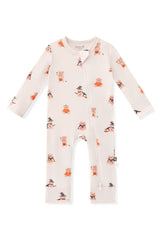 Zippered Romper in Halloween Teddy