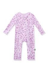 Zippered Romper in Thistle Leopard