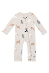 Zippered Romper in Fluffy Cat