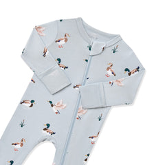 Zippered Romper in Mallard Duck