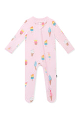 Zippered Footie in Sakura Ice Cream
