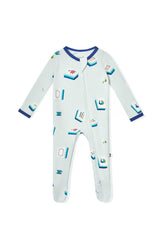 Zippered Footie in Dew Mahjong