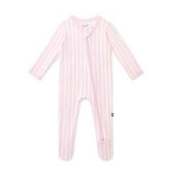 Zippered Footie in Small Sakura Stripe