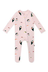Zippered Footie in Blush Sushi