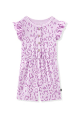 Flutter Sleeve Romper in Thistle Leopard