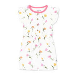Flutter Sleeve Romper in Tulip