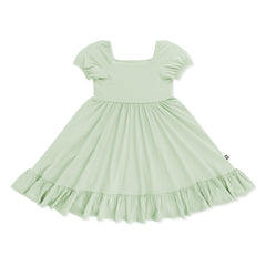 Puff Sleeve Twirl Dress in Basil