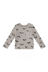 Long Sleeve Toddler Crew Neck Tee in Bats