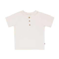 Short Sleeve Toddler Henley Tee in Oat