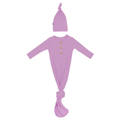 Ribbed Knotted Day Gown with Hat Set in Poi