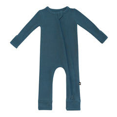 Ribbed Zipper Romper in Atlantic