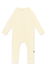Ribbed Zipper Romper in Chamomile