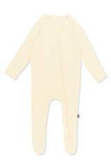 Ribbed Zipper Footie in Chamomile