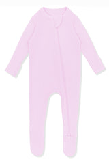 Ribbed Zipper Footie in Thistle
