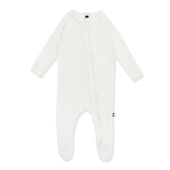 Pointelle Zippered Footie in Cloud