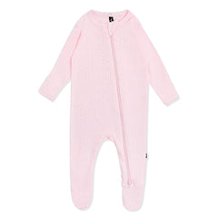 Pointelle Zippered Footie in Sakura