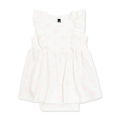 Pointelle Bodysuit Dress in Sweet Pink Bow