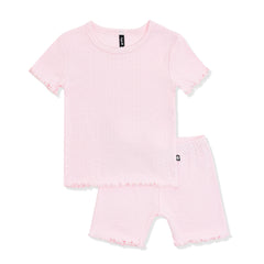 Pointelle Short Sleeve Set in Sakura