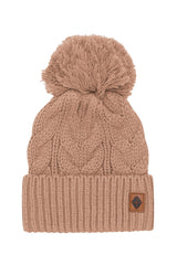 Chunky Cable Knit Beanie in Latte