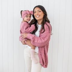 Chunky Knit Romper in Apple Blossom