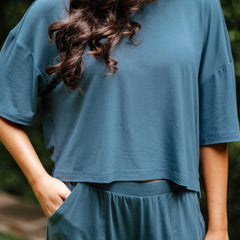Women's Short Sleeve Boxy Tee in Atlantic
