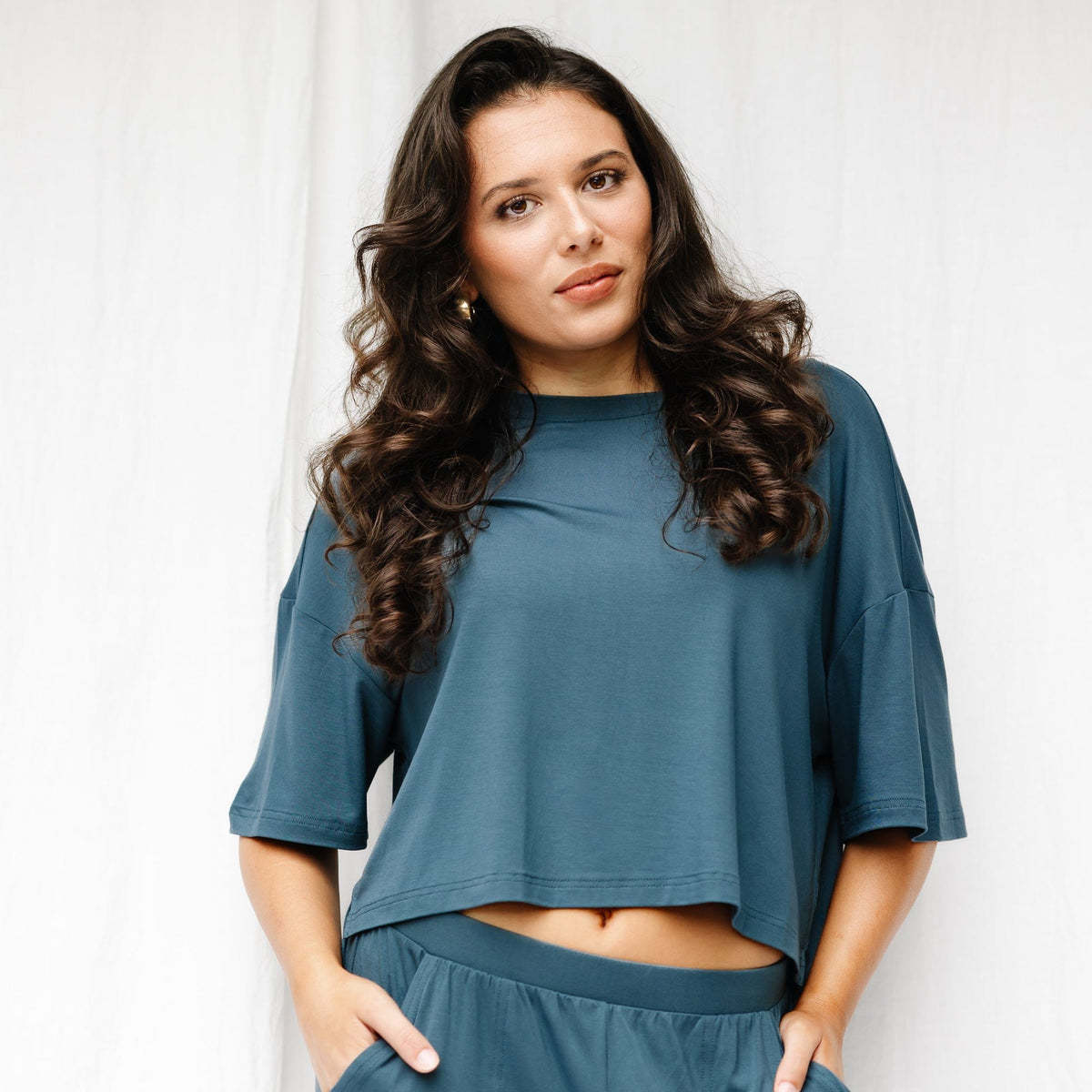 Women's Short Sleeve Boxy Tee in Atlantic