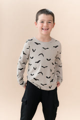 Long Sleeve Toddler Crew Neck Tee in Bats