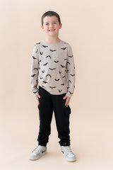Long Sleeve Toddler Crew Neck Tee in Bats