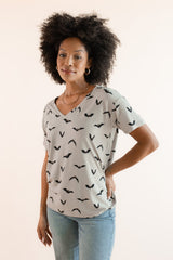 Women's Oversized V-Neck Tee in Bats