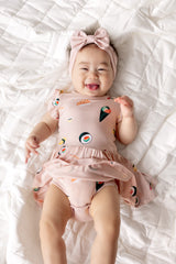 Twirl Bodysuit Dress in Blush Sushi