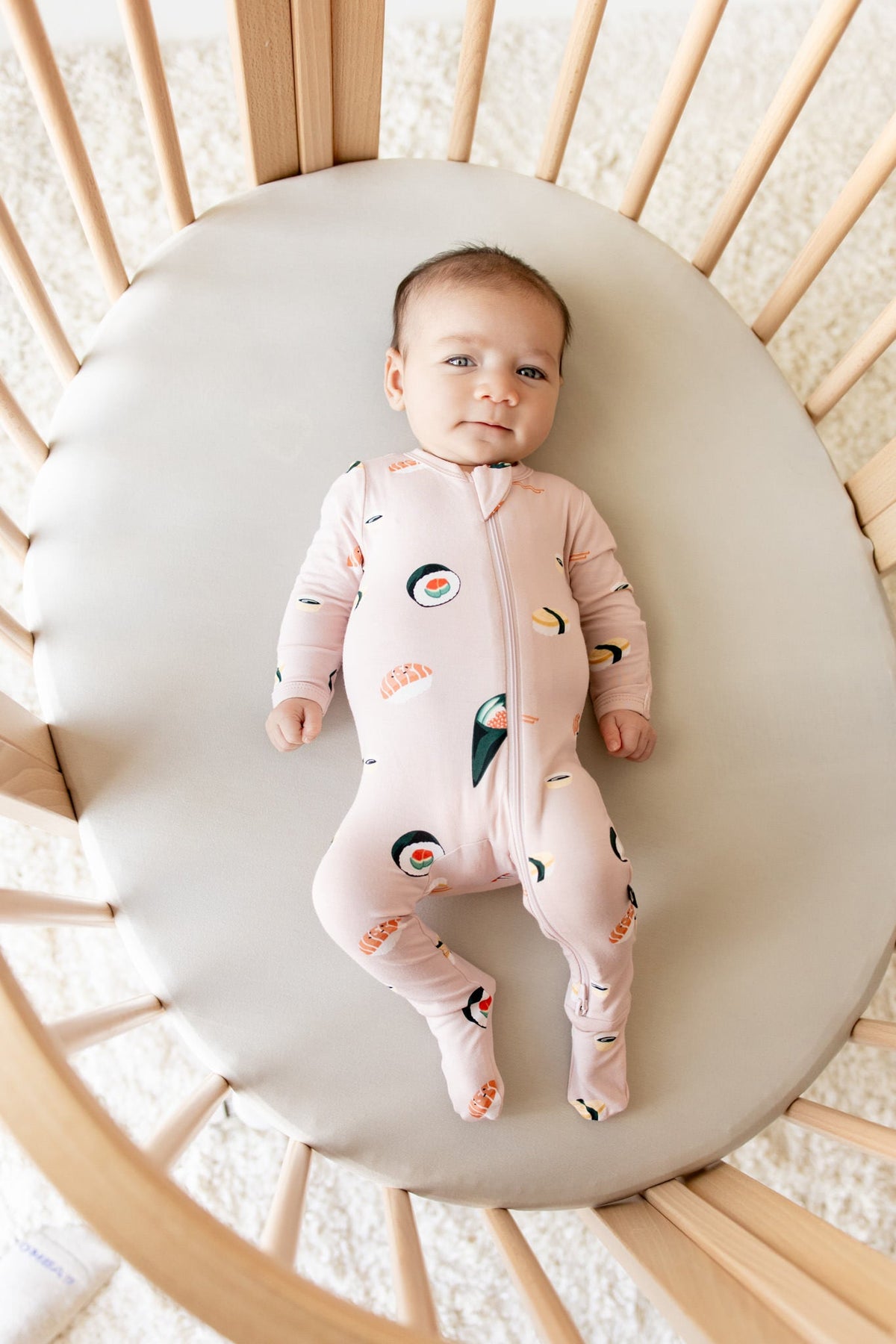 Zippered Footie in Blush Sushi