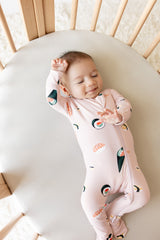 Zippered Footie in Blush Sushi