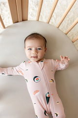 Zippered Footie in Blush Sushi