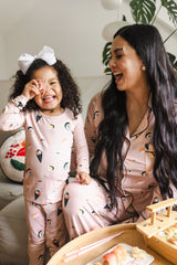 Long-Sleeved Women's Pajama Set in Blush Sushi