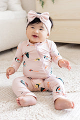 Zippered Romper in Blush Sushi
