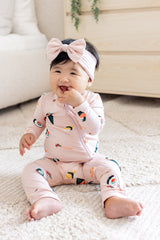 Zippered Romper in Blush Sushi