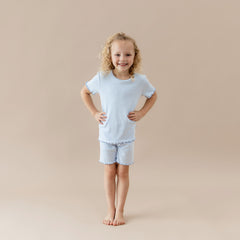 Pointelle Short Sleeve Set in Breeze