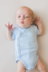 Pointelle Kimono Bodysuit in Breeze