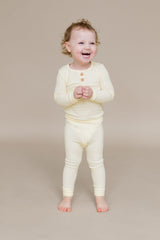 Ribbed Henley Set in Chamomile