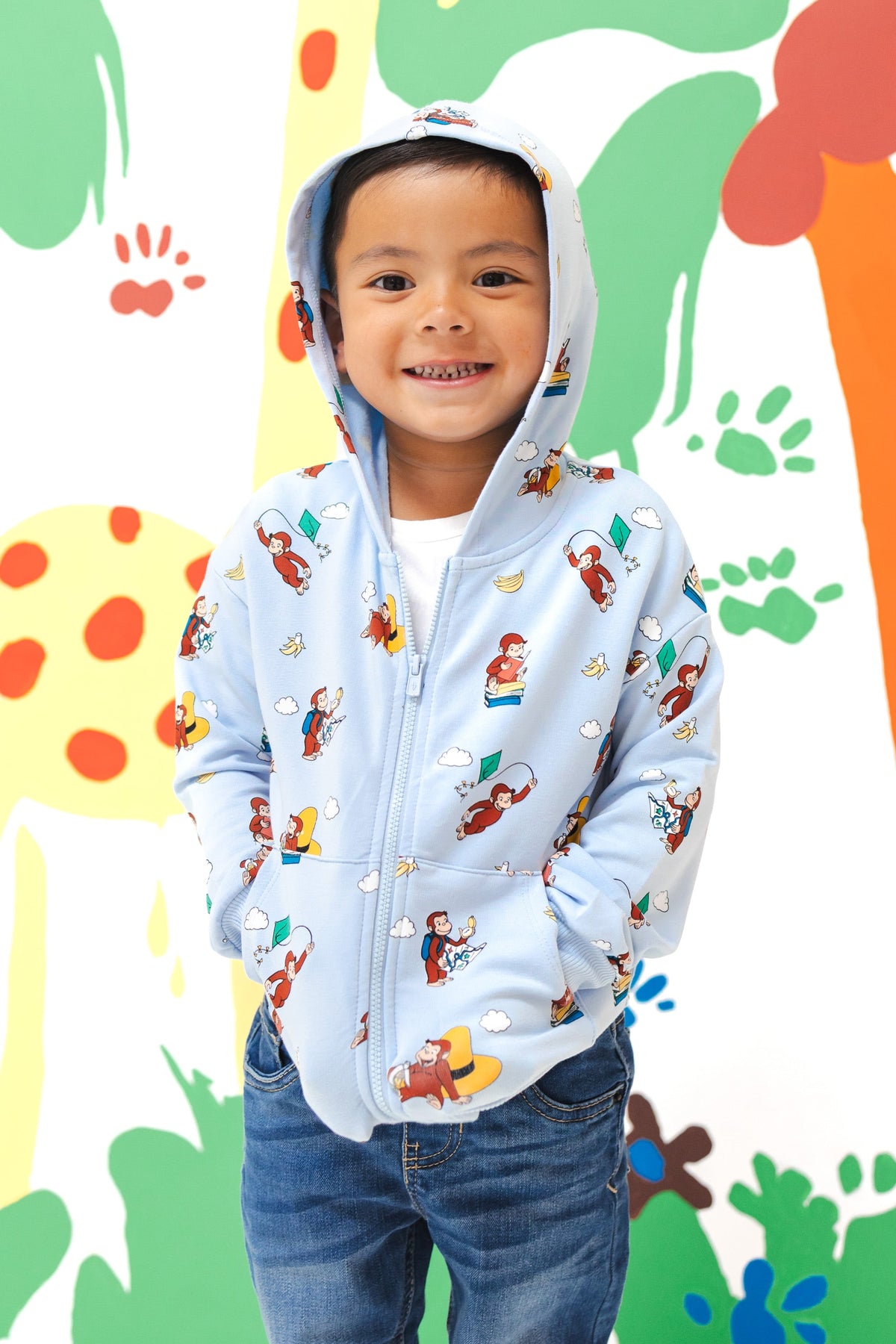 Zip-Up Hoodie in Curious George