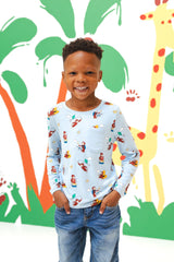 Long Sleeve Toddler Crew Neck Tee in Curious George