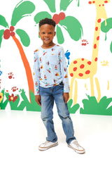 Long Sleeve Toddler Crew Neck Tee in Curious George
