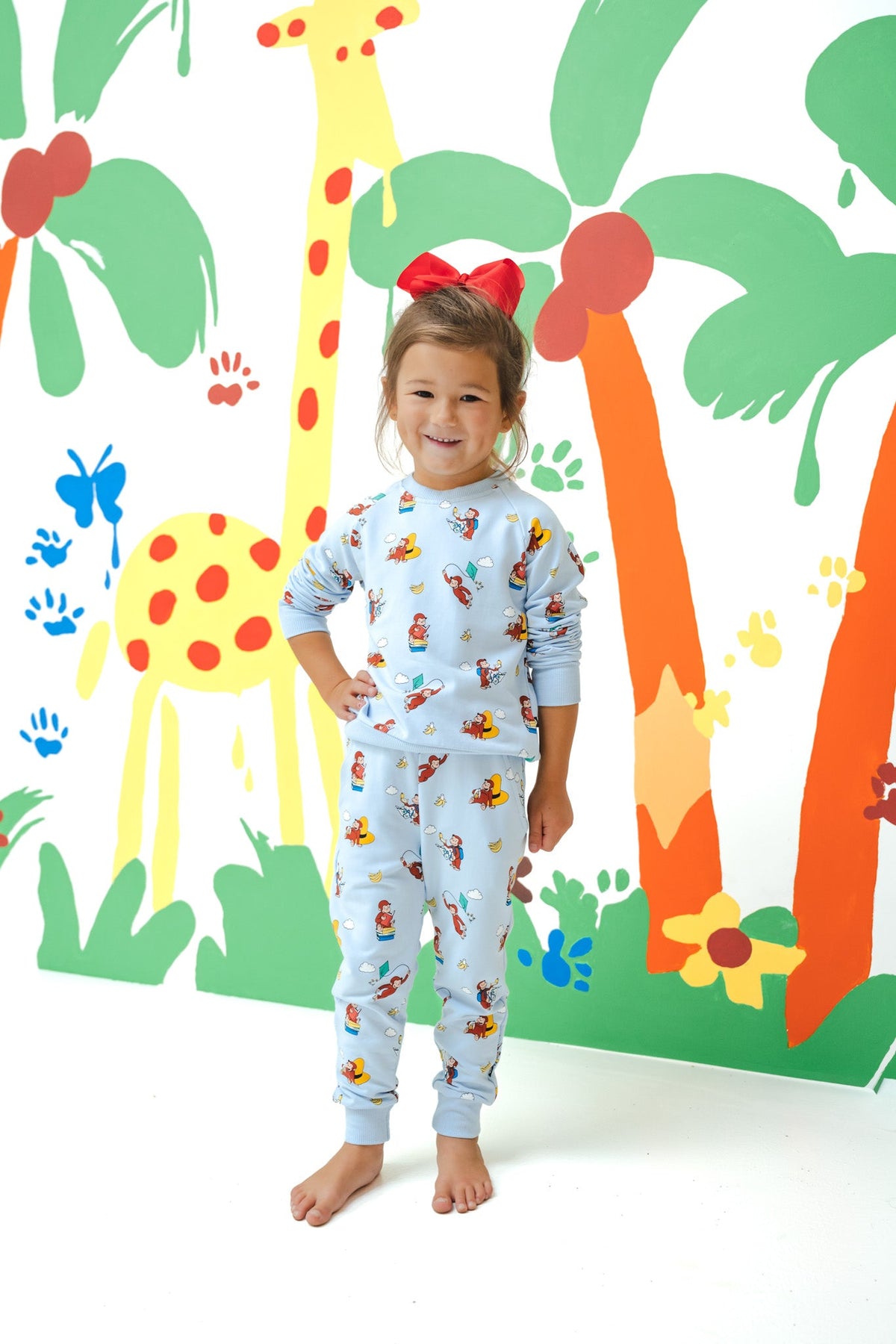 Long Sleeve Jogger Set in Curious George
