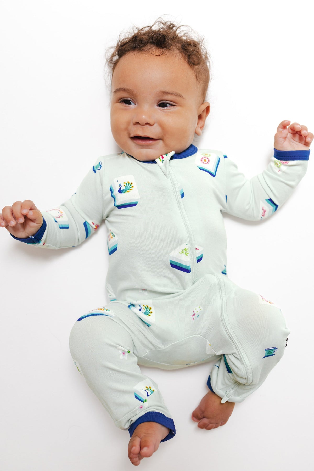 Zippered Romper in Dew Mahjong